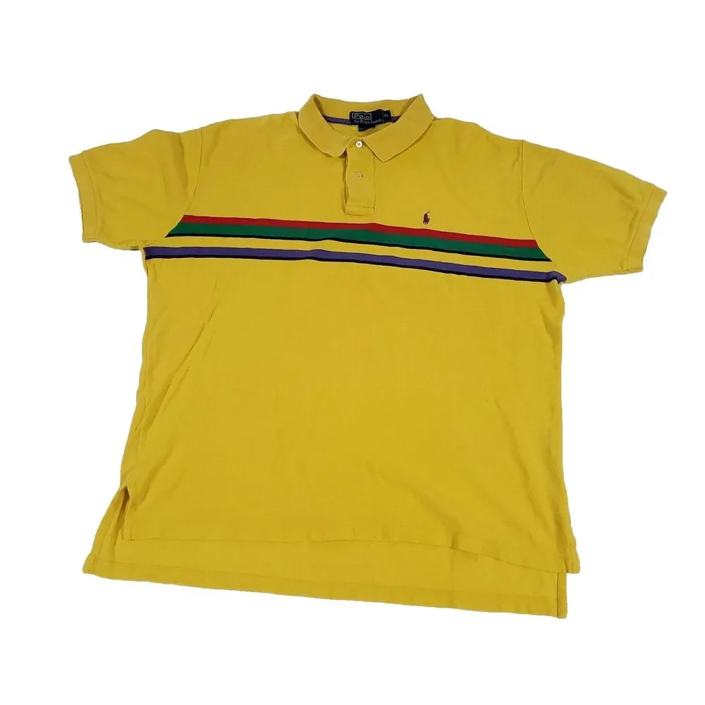 Polo Ralph Lauren Rugby Striped Shirt XL Pony‎ Gorp Core Waffle Knit Preppy